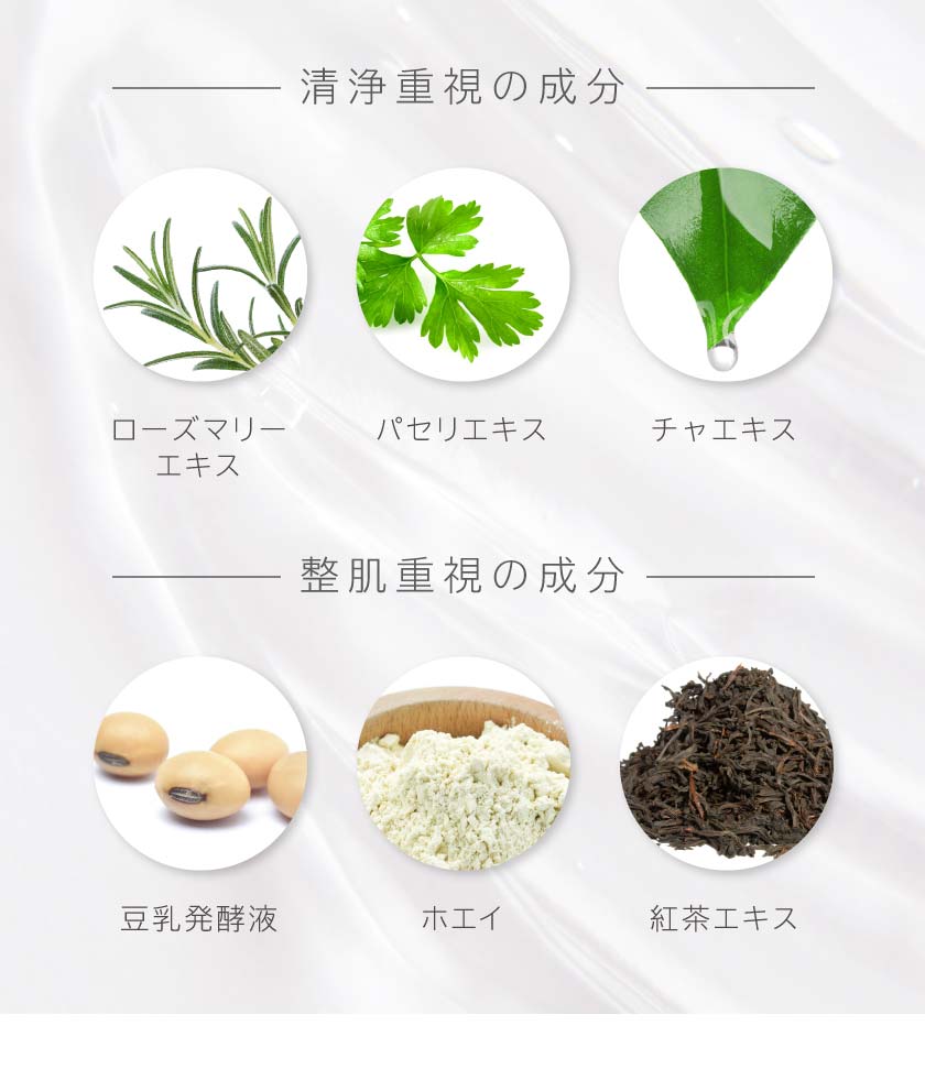 清浄重視の成分、整肌重視の成分