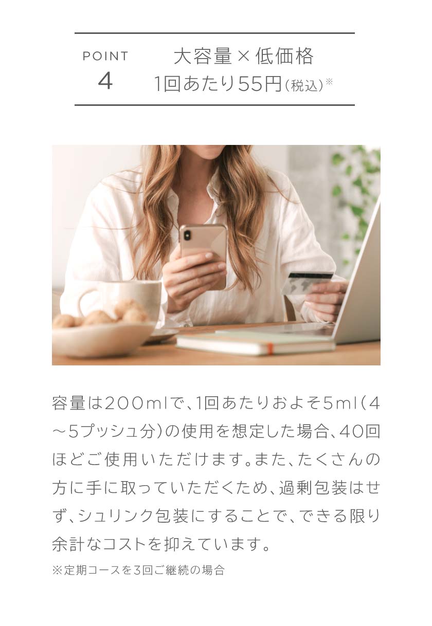POINT4 大容量×低価格 1回あたり約55円(税込)
